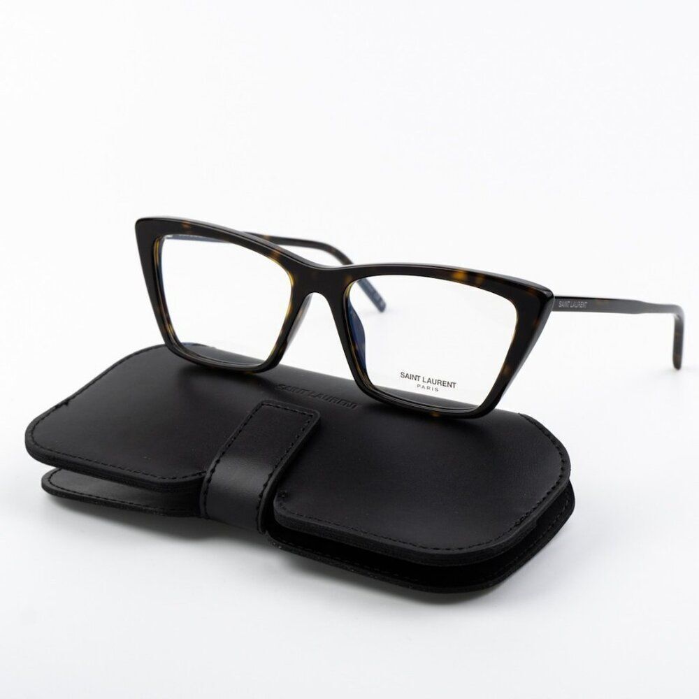 NEW Saint Laurent SL737 MICA THIN OPT 002 Dark Havana Cat Eye Unisex Eyeglasses - Picture 2 of 11
